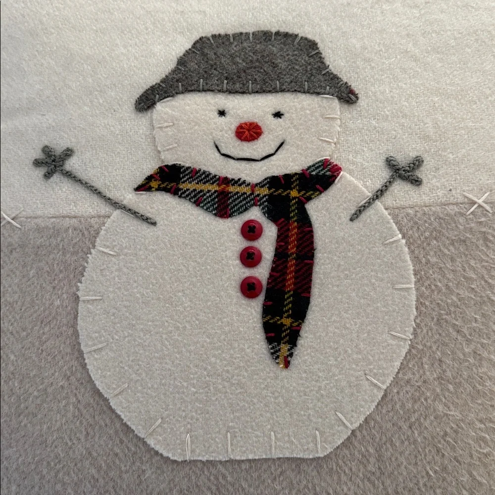 Crate&Barrel Cozy Snowman Holiday Pillow *New